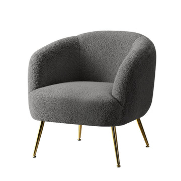 Artiss Armchair Lounge Chair Accent Chairs Arm Armchairs Sherpa Boucle Charcoal - RnR Galore