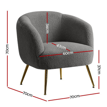 Artiss Armchair Lounge Chair Accent Chairs Arm Armchairs Sherpa Boucle Charcoal - RnR Galore
