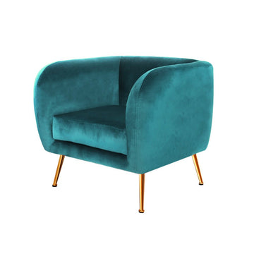 Artiss Armchair Lounge Sofa Arm Chair Accent Chairs Armchairs Couch Velvet Green - RnR Galore
