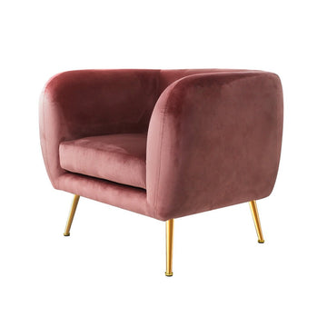 Artiss Armchair Lounge Sofa Arm Chair Accent Chairs Armchairs Couch Velvet Pink - RnR Galore