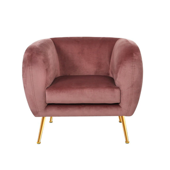 Artiss Armchair Lounge Sofa Arm Chair Accent Chairs Armchairs Couch Velvet Pink - RnR Galore