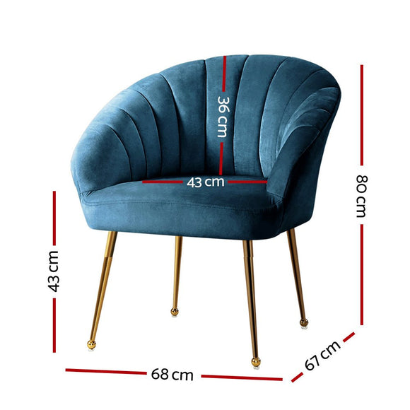 Artiss Armchair Velvet Blue Eloise - RnR Galore