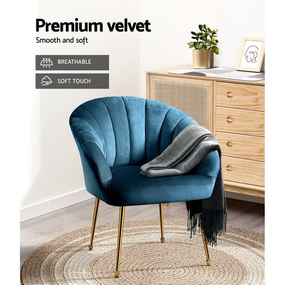 Artiss Armchair Velvet Blue Eloise - RnR Galore