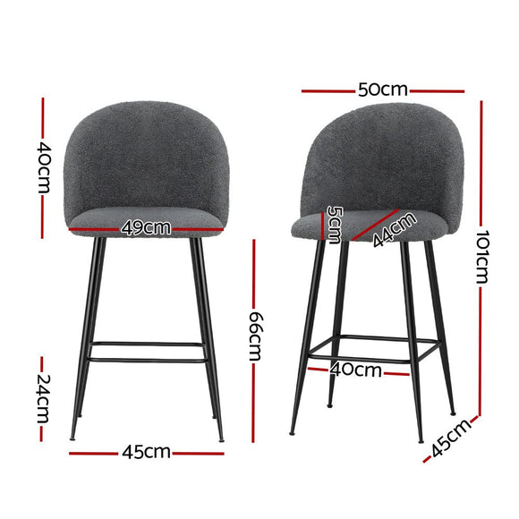 Artiss Bar Stools Kitchen Counter Barstools Sherpa Metal Chairs x2 - RnR Galore