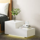 Artiss Bedside Tables LED 2 Drawers - REMI White - RnR Galore