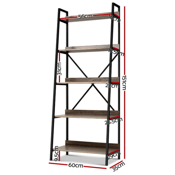 Artiss Bookshelf 5 Tiers - NOR Black and Oak - RnR Galore