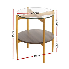 Artiss Coffee Table 45CM Round Tempered Glass Carol - RnR Galore