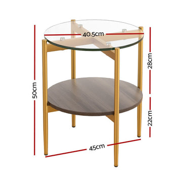 Artiss Coffee Table 45CM Round Tempered Glass Carol - RnR Galore