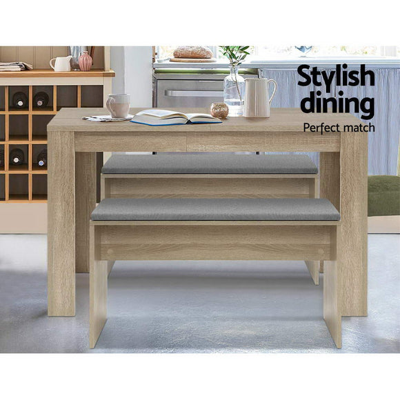 Artiss Dining Bench Upholstery Seat Wooden Chair Oak 90cm - RnR Galore