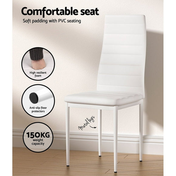 Artiss Dining Chairs and Table Dining Set 4 Chair Set Of 5 White - RnR Galore