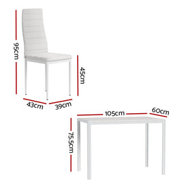 Artiss Dining Chairs and Table Dining Set 4 Chair Set Of 5 White - RnR Galore