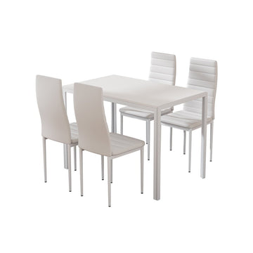 Artiss Dining Chairs and Table Dining Set 4 Chair Set Of 5 White - RnR Galore