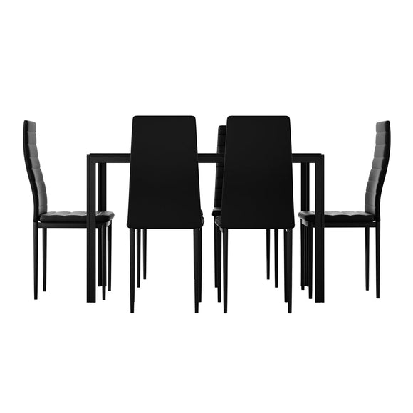 Artiss Dining Chairs and Table Dining Set 6 Chair Set Of 7 Black - RnR Galore
