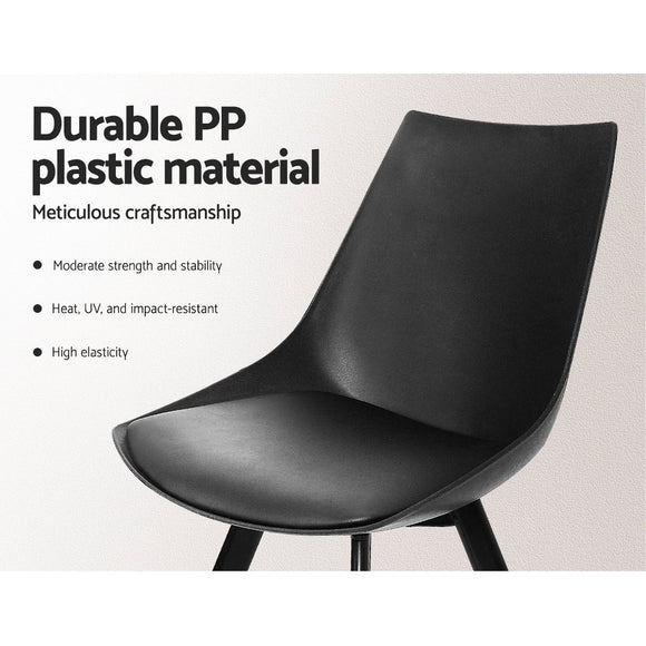 Artiss Dining Chairs Set of 2 PU Leather Plastic Metal Black - RnR Galore