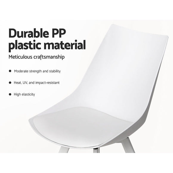 Artiss Dining Chairs Set of 2 PU Leather Plastic Metal White - RnR Galore