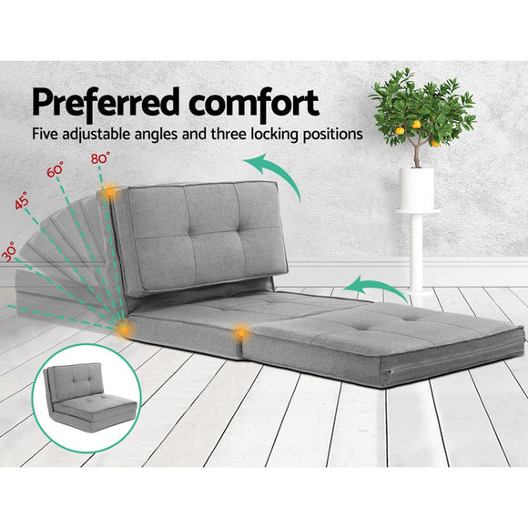 Artiss Floor Lounge Single Sofa Bed Grey Fabric - RnR Galore