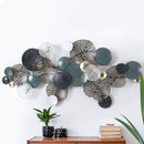 Artiss Metal Wall Art Hanging Sculpture 132cm Home Decor Leaf Circles Blue - RnR Galore