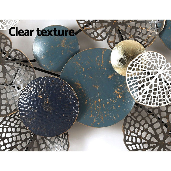 Artiss Metal Wall Art Hanging Sculpture 132cm Home Decor Leaf Circles Blue - RnR Galore