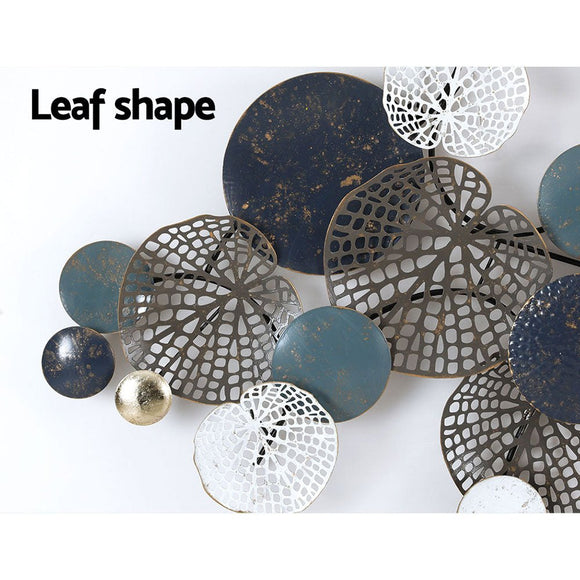 Artiss Metal Wall Art Hanging Sculpture 132cm Home Decor Leaf Circles Blue - RnR Galore