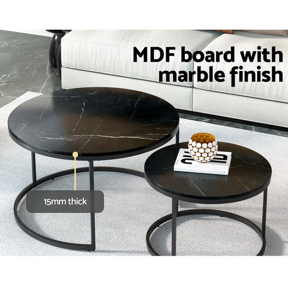 Artiss Nesting Coffee Table Set of 2 Marble Effect Tika - RnR Galore