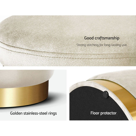 Artiss Ottoman Foot Stool Round Velvet Cream - RnR Galore