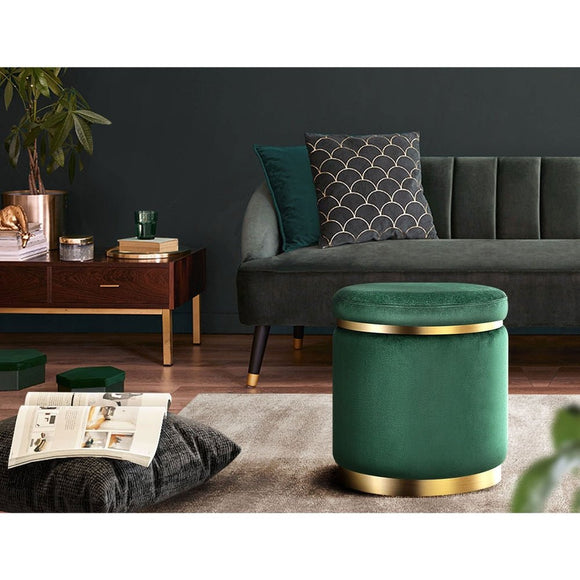 Artiss Ottoman Foot Stool Round Velvet Green - RnR Galore