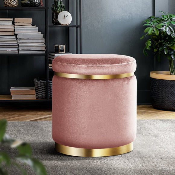 Artiss Ottoman Foot Stool Round Velvet Pink - RnR Galore