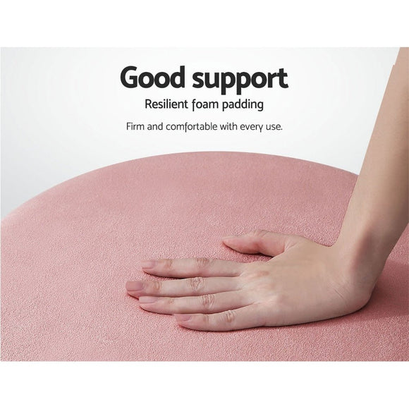 Artiss Ottoman Foot Stool Round Velvet Pink - RnR Galore