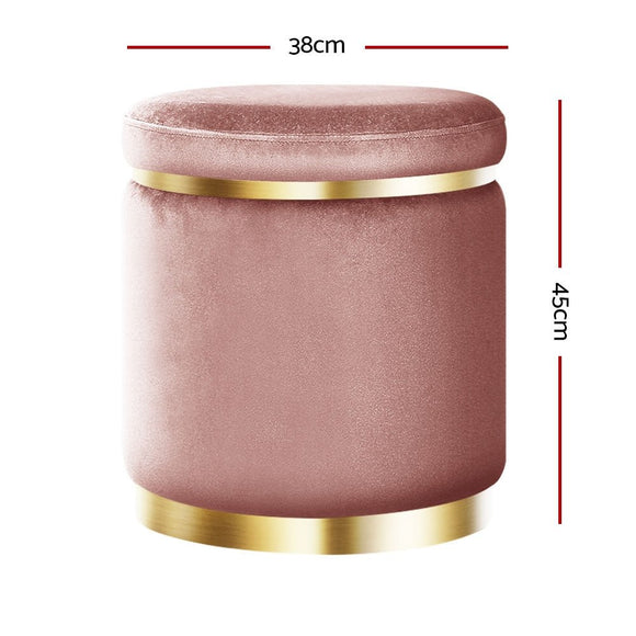 Artiss Ottoman Foot Stool Round Velvet Pink - RnR Galore