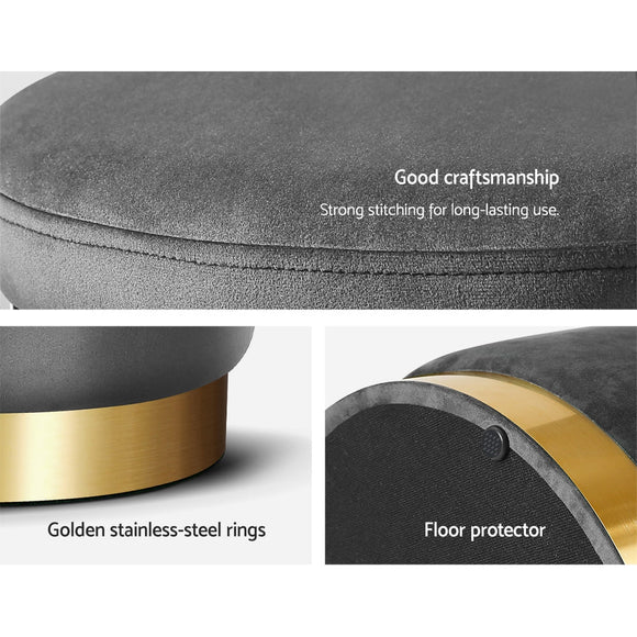 Artiss Ottoman Storage Foot Stool Round Velvet Charcoal - RnR Galore