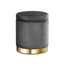 Artiss Ottoman Storage Foot Stool Round Velvet Charcoal - RnR Galore