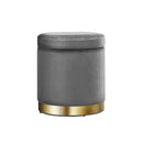 Artiss Ottoman Storage Foot Stool Round Velvet Charcoal - RnR Galore