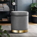 Artiss Ottoman Storage Foot Stool Round Velvet Charcoal - RnR Galore