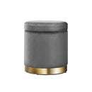 Artiss Ottoman Storage Foot Stool Round Velvet Charcoal - RnR Galore