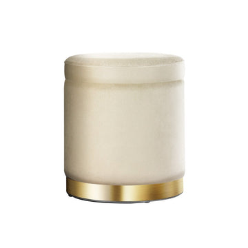 Artiss Ottoman Storage Foot Stool Round Velvet Cream - RnR Galore