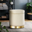 Artiss Ottoman Storage Foot Stool Round Velvet Cream - RnR Galore
