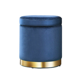 Artiss Ottoman Storage Foot Stool Round Velvet Navy - RnR Galore
