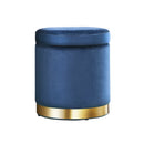 Artiss Ottoman Storage Foot Stool Round Velvet Navy - RnR Galore