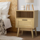 Artiss Rattan Bedside Table 1 Drawer with Shelf - REI Oak - RnR Galore