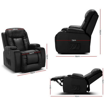 Artiss Recliner Chair Electric Heated Massage Chairs Faux Leather Cabin - RnR Galore