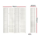 Artiss Room Divider Screen Privacy Wood Dividers Stand 4 Panel Nova White - RnR Galore
