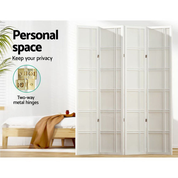 Artiss Room Divider Screen Privacy Wood Dividers Stand 4 Panel Nova White - RnR Galore