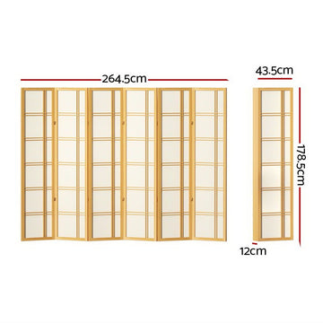 Artiss Room Divider Screen Privacy Wood Dividers Stand 6 Panel Nova Natural - RnR Galore