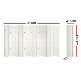 Artiss Room Divider Screen Privacy Wood Dividers Stand 8 Panel Nova White - RnR Galore