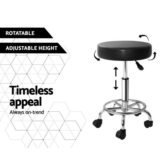 Artiss Salon Stool Round Swivel Chair Black - RnR Galore