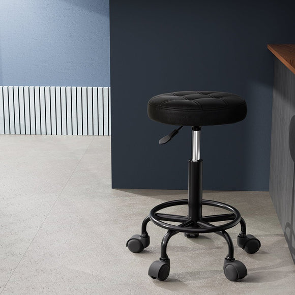 Artiss Salon Stool Round Swivel Chairs Black - RnR Galore