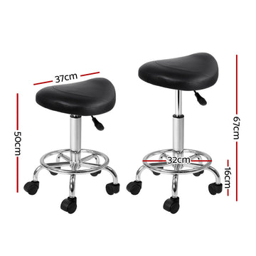 Artiss Salon Stool Saddle Swivel Chair Black - RnR Galore