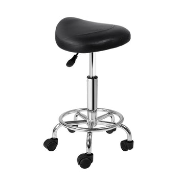 Artiss Salon Stool Saddle Swivel Chair Black - RnR Galore