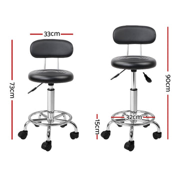 Artiss Salon Stool Swivel Chair Backrest Black - RnR Galore