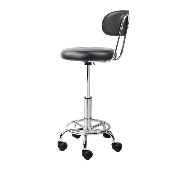 Artiss Salon Stool Swivel Chair Backrest Black - RnR Galore